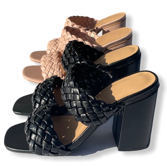 Black Woven Chunky Heel - Picture 7 of 10